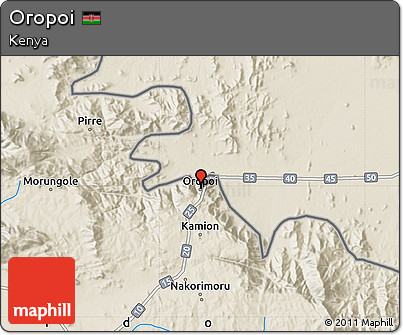Shaded Relief Map of Oropoi