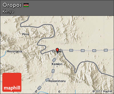Shaded Relief Map of Oropoi