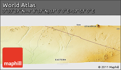 Physical Panoramic Map of the Area around 3° 51' 2" N, 37° 28' 30" E