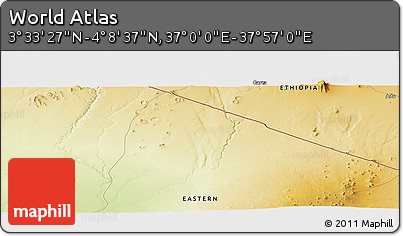 Physical Panoramic Map of the Area around 3° 51' 2" N, 37° 28' 30" E