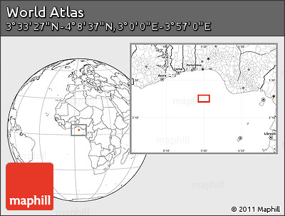 Blank Location Map of the Area around 3° 51' 2" N, 3° 28' 30" E