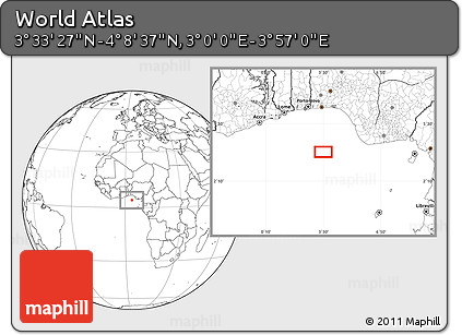 Blank Location Map of the Area around 3° 51' 2" N, 3° 28' 30" E