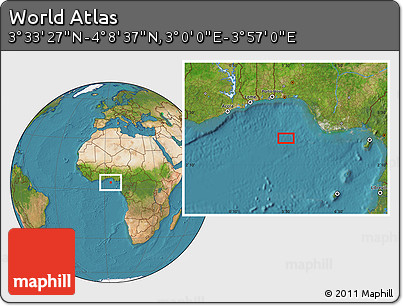Satellite Location Map of the Area around 3° 51' 2" N, 3° 28' 30" E