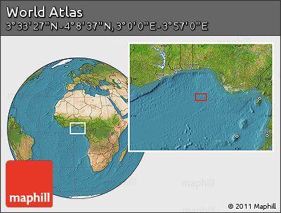 Satellite Location Map of the Area around 3° 51' 2" N, 3° 28' 30" E