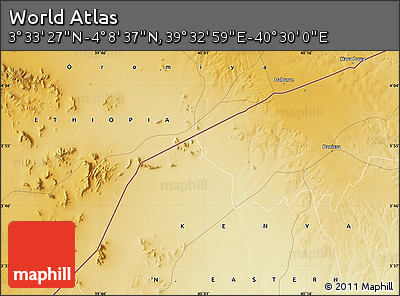 Physical Map of the Area around 3° 51' 2" N, 40° 1' 29" E