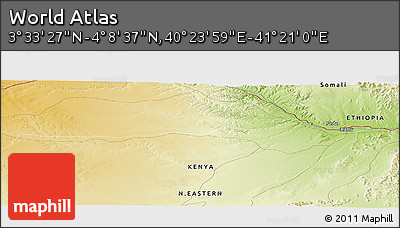 Physical Panoramic Map of the Area around 3° 51' 2" N, 40° 52' 30" E