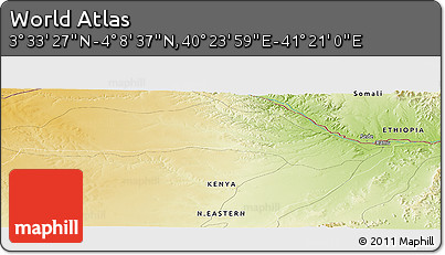 Physical Panoramic Map of the Area around 3° 51' 2" N, 40° 52' 30" E
