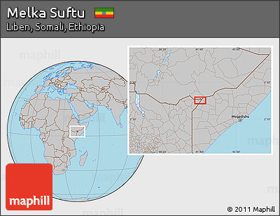 Gray Location Map of Melka Suftu