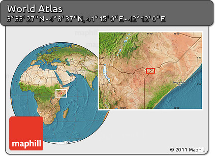 Satellite Location Map of the Area around 3° 51' 2" N, 41° 43' 30" E