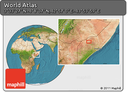 Satellite Location Map of the Area around 3° 51' 2" N, 43° 25' 29" E