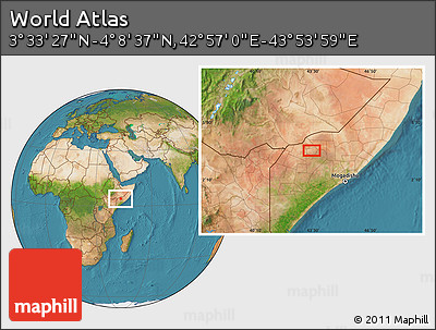 Satellite Location Map of the Area around 3° 51' 2" N, 43° 25' 29" E
