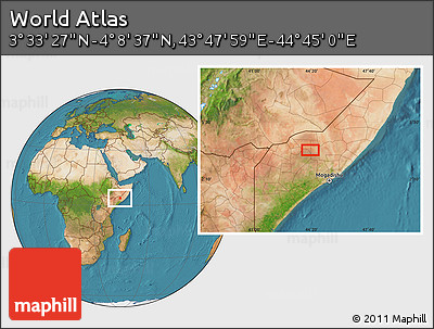 Satellite Location Map of the Area around 3° 51' 2" N, 44° 16' 29" E