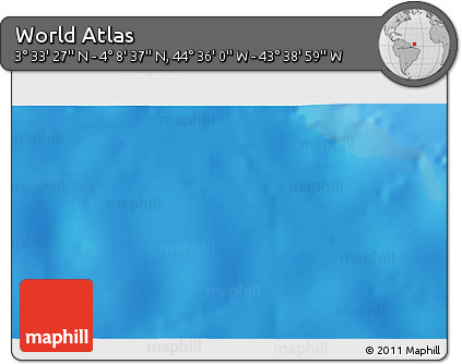 Physical 3D Map of the Area around 3° 51' 2" N, 44° 7' 30" W