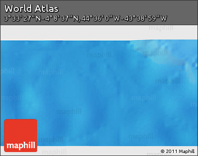 Physical 3D Map of the Area around 3° 51' 2" N, 44° 7' 30" W