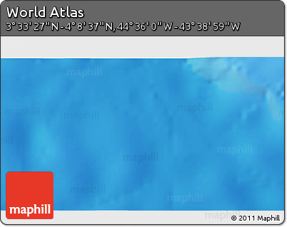 Physical 3D Map of the Area around 3° 51' 2" N, 44° 7' 30" W
