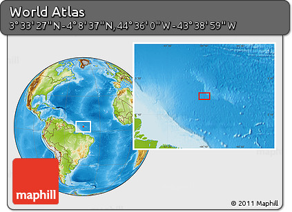 Physical Location Map of the Area around 3° 51' 2" N, 44° 7' 30" W
