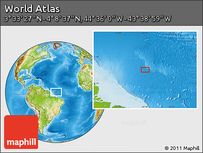 Physical Location Map of the Area around 3° 51' 2" N, 44° 7' 30" W