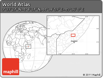 Blank Location Map of the Area around 3° 51' 2" N, 45° 7' 30" E