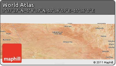 Satellite Panoramic Map of the Area around 3° 51' 2" N, 45° 7' 30" E