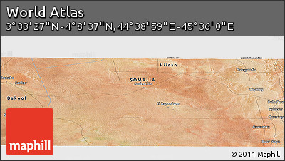 Satellite Panoramic Map of the Area around 3° 51' 2" N, 45° 7' 30" E
