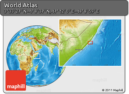 Physical Location Map of the Area around 3° 51' 2" N, 47° 40' 29" E