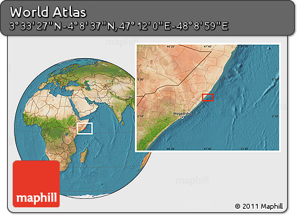 Satellite Location Map of the Area around 3° 51' 2" N, 47° 40' 29" E