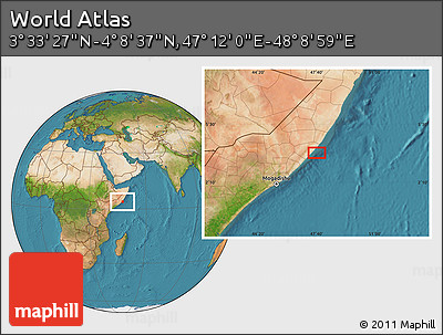 Satellite Location Map of the Area around 3° 51' 2" N, 47° 40' 29" E