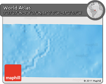 Physical 3D Map of the Area around 3° 51' 2" N, 47° 31' 29" W