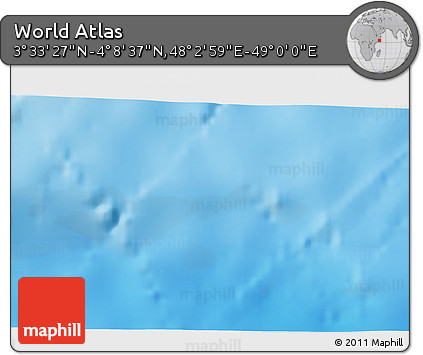 Physical 3D Map of the Area around 3° 51' 2" N, 48° 31' 29" E