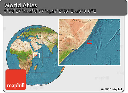 Satellite Location Map of the Area around 3° 51' 2" N, 48° 31' 29" E