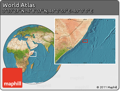 Satellite Location Map of the Area around 3° 51' 2" N, 48° 31' 29" E