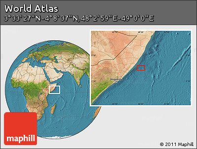 Satellite Location Map of the Area around 3° 51' 2" N, 48° 31' 29" E
