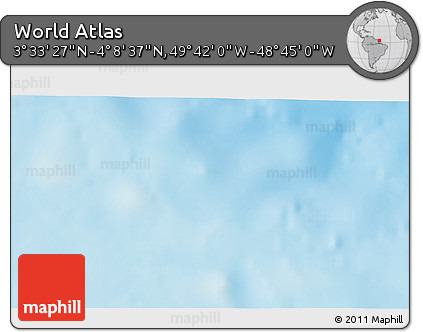 Shaded Relief 3D Map of the Area around 3° 51' 2" N, 49° 13' 30" W