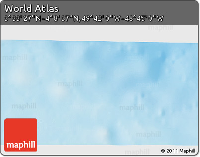 Shaded Relief 3D Map of the Area around 3° 51' 2" N, 49° 13' 30" W