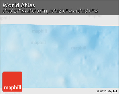 Shaded Relief 3D Map of the Area around 3° 51' 2" N, 49° 13' 30" W