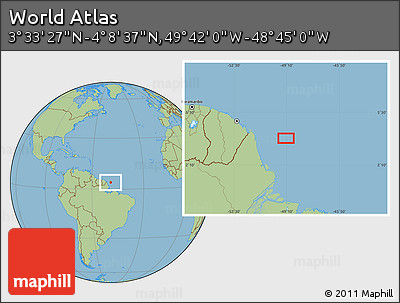 Savanna Style Location Map of the Area around 3° 51' 2" N, 49° 13' 30" W