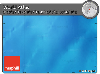 Shaded Relief Map of the Area around 3° 51' 2" N, 50° 13' 30" E
