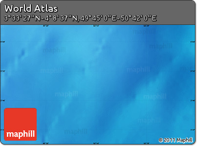 Shaded Relief Map of the Area around 3° 51' 2" N, 50° 13' 30" E