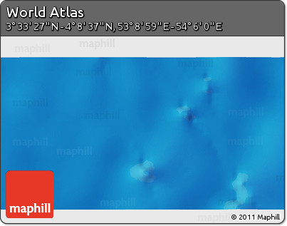 Physical 3D Map of the Area around 3° 51' 2" N, 53° 37' 30" E
