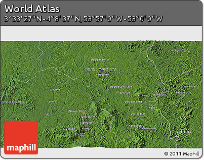 Satellite 3D Map of the Area around 3° 51' 2" N, 53° 28' 30" W