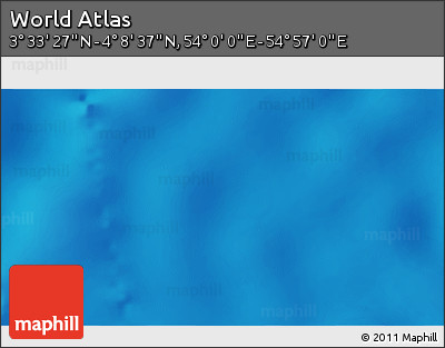 Physical 3D Map of the Area around 3° 51' 2" N, 54° 28' 30" E