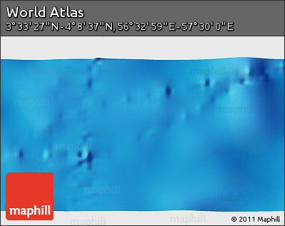 Physical 3D Map of the Area around 3° 51' 2" N, 57° 1' 29" E
