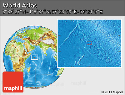 Physical Location Map of the Area around 3° 51' 2" N, 57° 52' 30" E