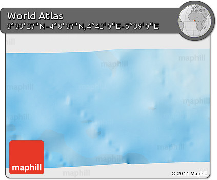 Physical 3D Map of the Area around 3° 51' 2" N, 5° 10' 30" E