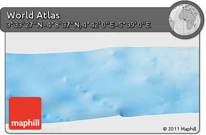 Physical Panoramic Map of the Area around 3° 51' 2" N, 5° 10' 30" E