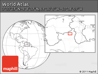 Blank Location Map of the Area around 3° 51' 2" N, 61° 7' 30" W