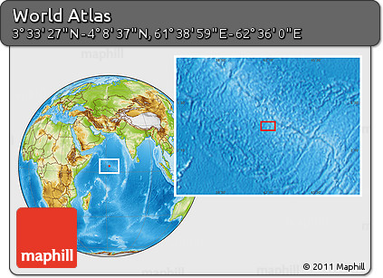 Physical Location Map of the Area around 3° 51' 2" N, 62° 7' 30" E