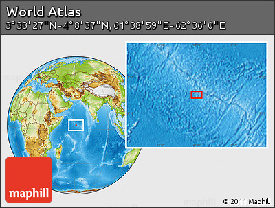 Physical Location Map of the Area around 3° 51' 2" N, 62° 7' 30" E