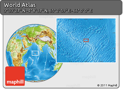 Physical Location Map of the Area around 3° 51' 2" N, 65° 31' 30" E