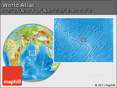 Physical Location Map of the Area around 3° 51' 2" N, 65° 31' 30" E